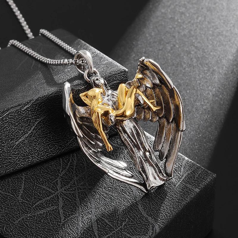 Nuova Moda Angelo Custode Ali Angelo Ciondolo Preghiera Salvezza Angelo Collana Uomo Donna Tendenza Gioielli Regalo Anniversario