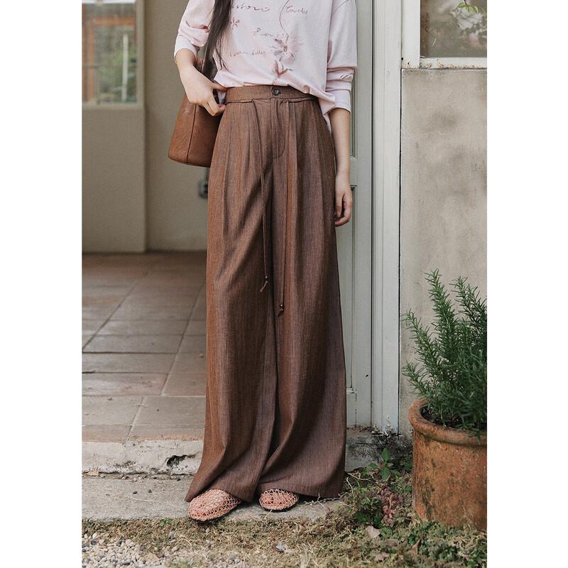 Women's Tencel Linen Retro High-Waist Wide-Leg Pants