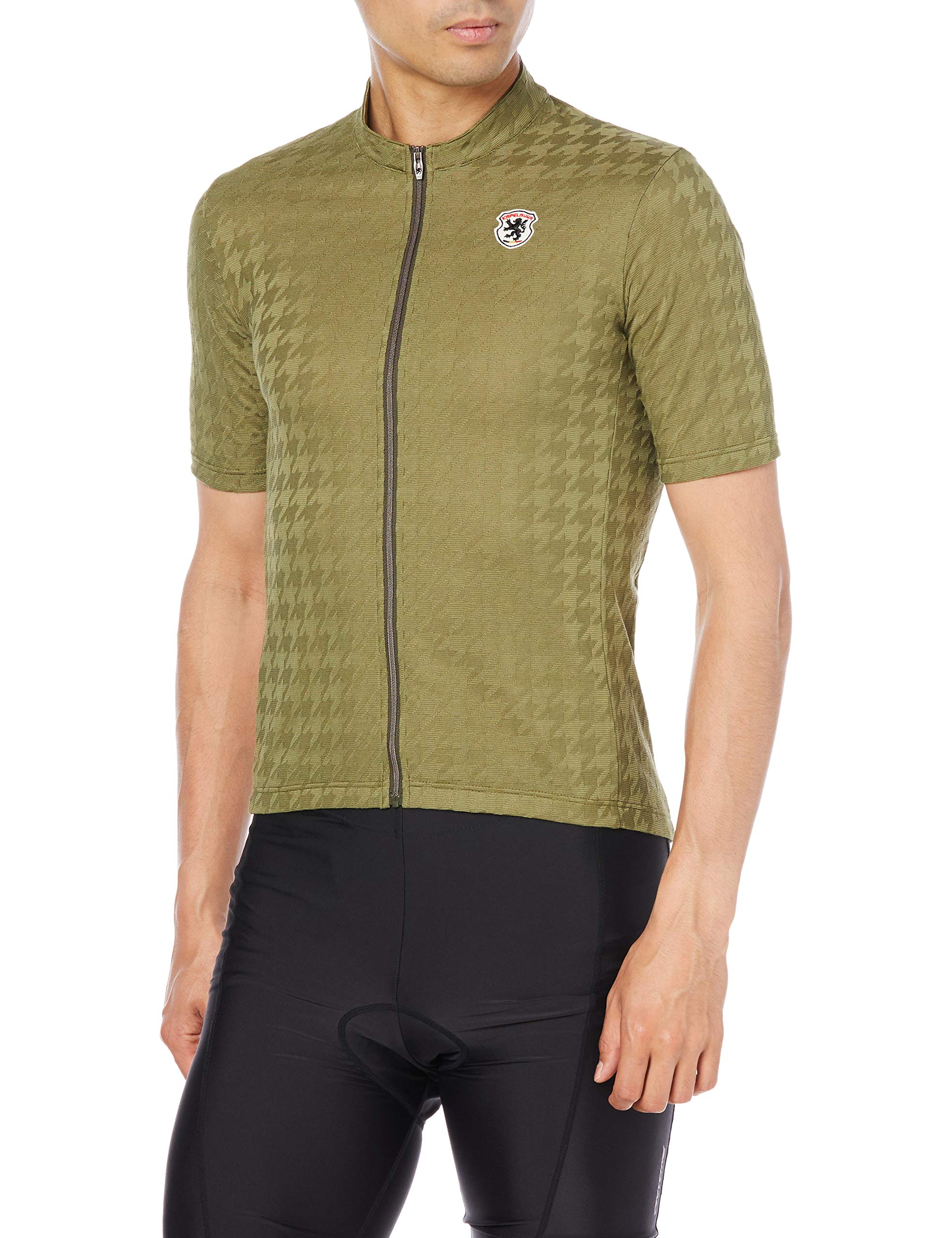 

Веломайка с коротким рукавом Kapelmuur унисекс, оливковая, размер S, принт «гусиная лапка рысь», быстросохнущая [Сделано в Японии] оливковый