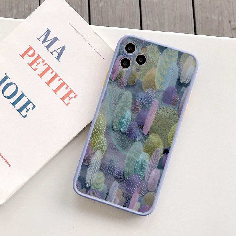 Colorful Tropical Forest Leaves Trees Hand Printed Phone Case For iphone 7 8 Plus SE 2020 11 12 13 14 Pro Max X XS XR Back Cover