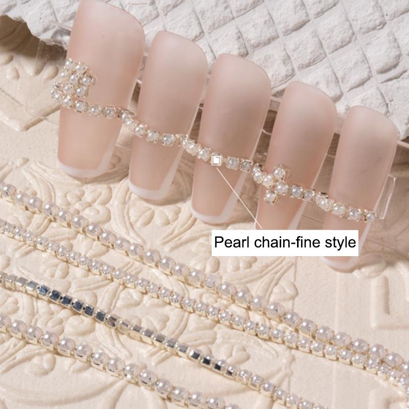 25Cm Long Luxury Crystal Chain Nail Charms Different Sizes Scalable Shinying Diamond Manicure Crystal Diy