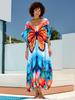 European & American Cotton Print Beach Cover-Up Long Dress - Plus Size Swimsuit Sunscreen Robe
