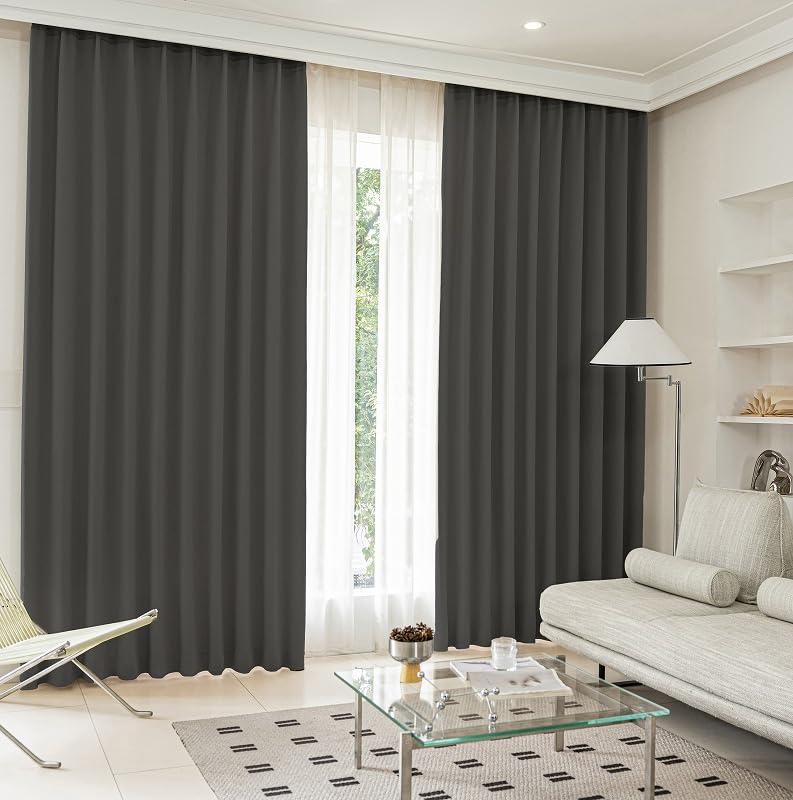 

Seafield 1-й класс Блэкаут Комплект шириной 100 x длиной Угольный Тепловой УФ Машинный 19 цветов на выбор 120 Шторы, 2, 185см, Серый, Изоляция,