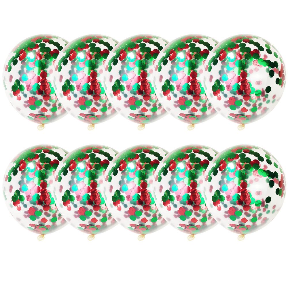 Christmas Red And Green Sequin Latex Balloon Wedding Wedding Room Creative Decoration Balloon Sequin Balloon Package