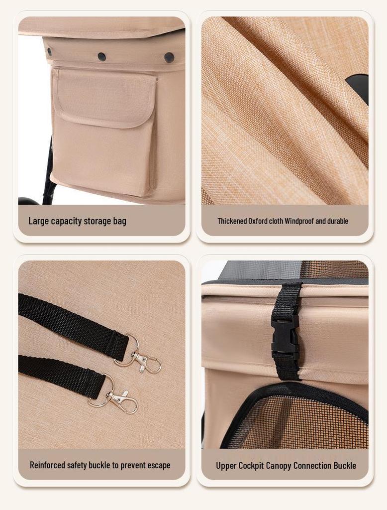 Compact Double-Layer Foldable Pet Stroller for Small Dogs and Cats