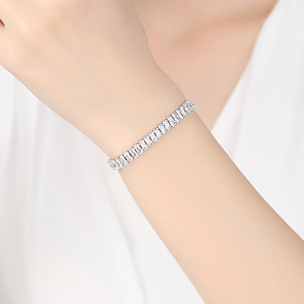 Zircon Chain Bracelet: Rectangular, Elegant, Korean-Style Women's Jewelry with Full Diamonds.