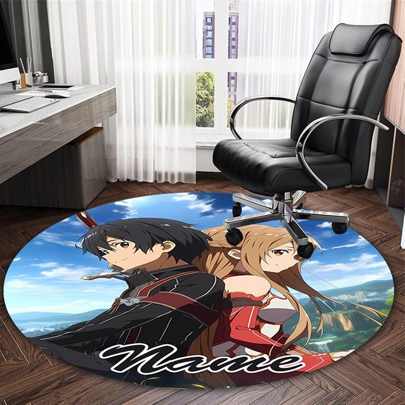 Customizable S-Sword Art Online2 Round Non-Slip Carpet - Ideal for Garden, Picnic, Office, Perfect for Decoration, Suitable For All Seasons