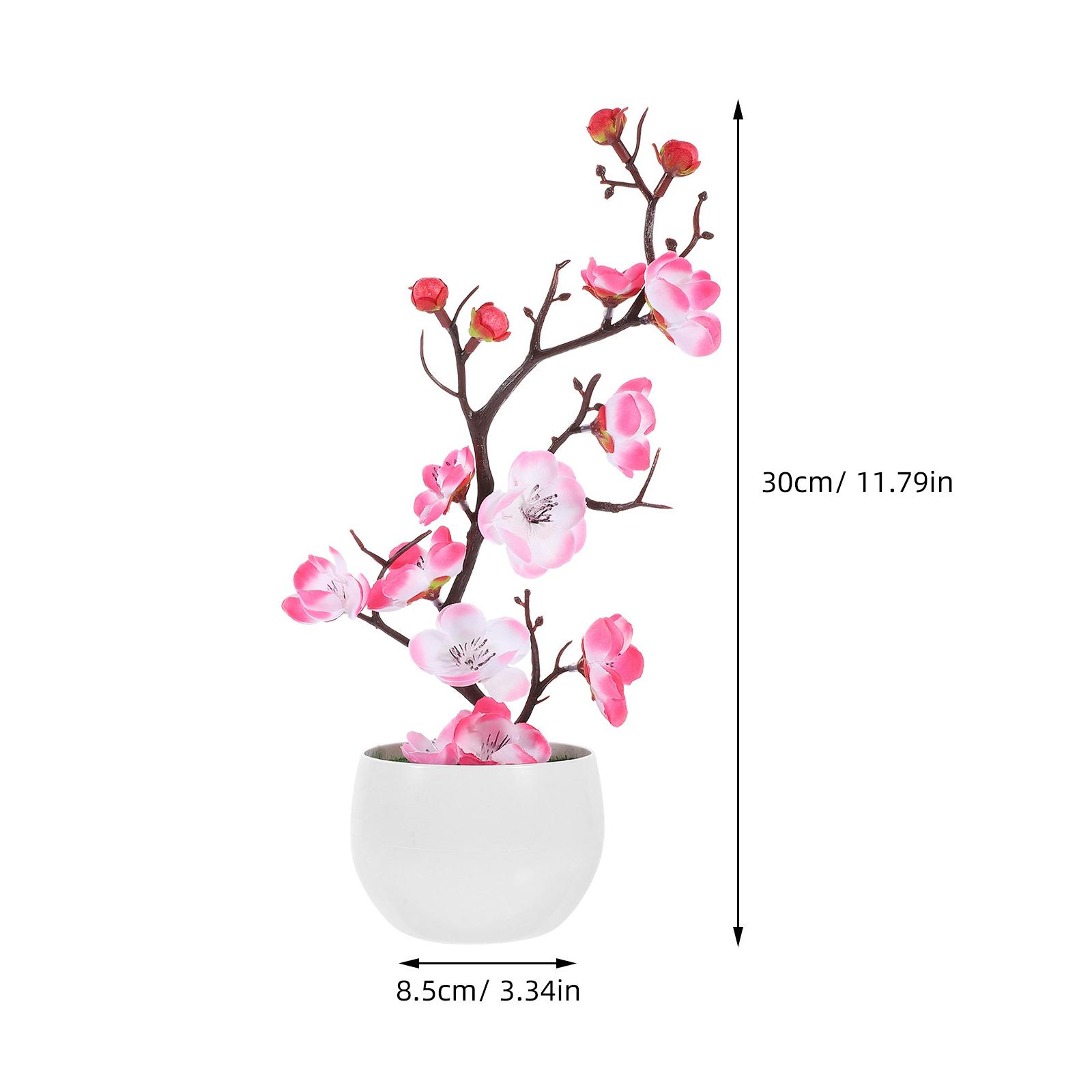 2 шт. Искусственный бонсай с цветущей сливой, имитация цветка, настольный декор для дома, офиса, столешницы, декоративное растение