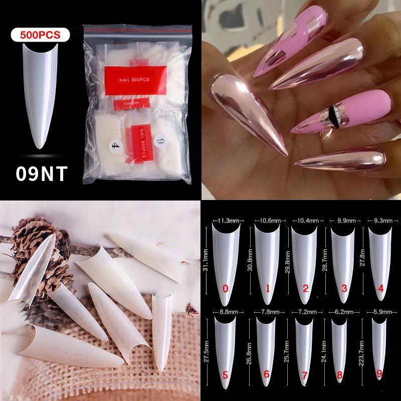 500Pcs/Bagged False Nail Tips Acrylic Practice Nail Capsules Artificial Nails Soft Gel Full Cover Coffin Nail Tips Manicure Tool