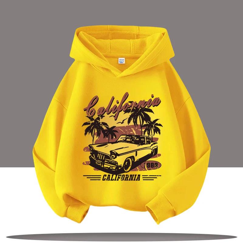 

Hip-hop style boys sport shirt retro car kids hooded sweatshirt, cartoon print girls casual top fall winter clothing 100