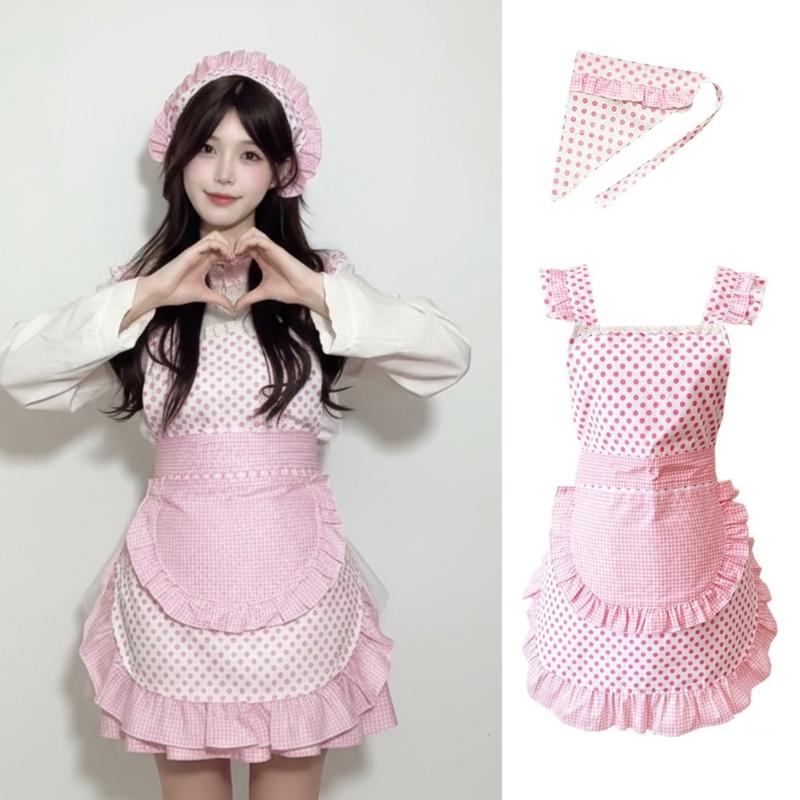 Accessori Costume da Cameriera Francese Grembiule da Cameriera Arricciato Regolabile Grembiule da Cucina Grembiule da Forno Fascia per Capelli Lolitas Donna