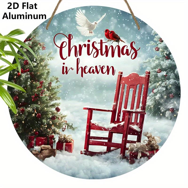 

2D Flat Aluminium Cardinal Christmas Sign - Christmas in Heaven Figurine Ornaments - Ideal for Front Door, Wall, Porch, Window Decor - Ideal 7.87×7.87inch