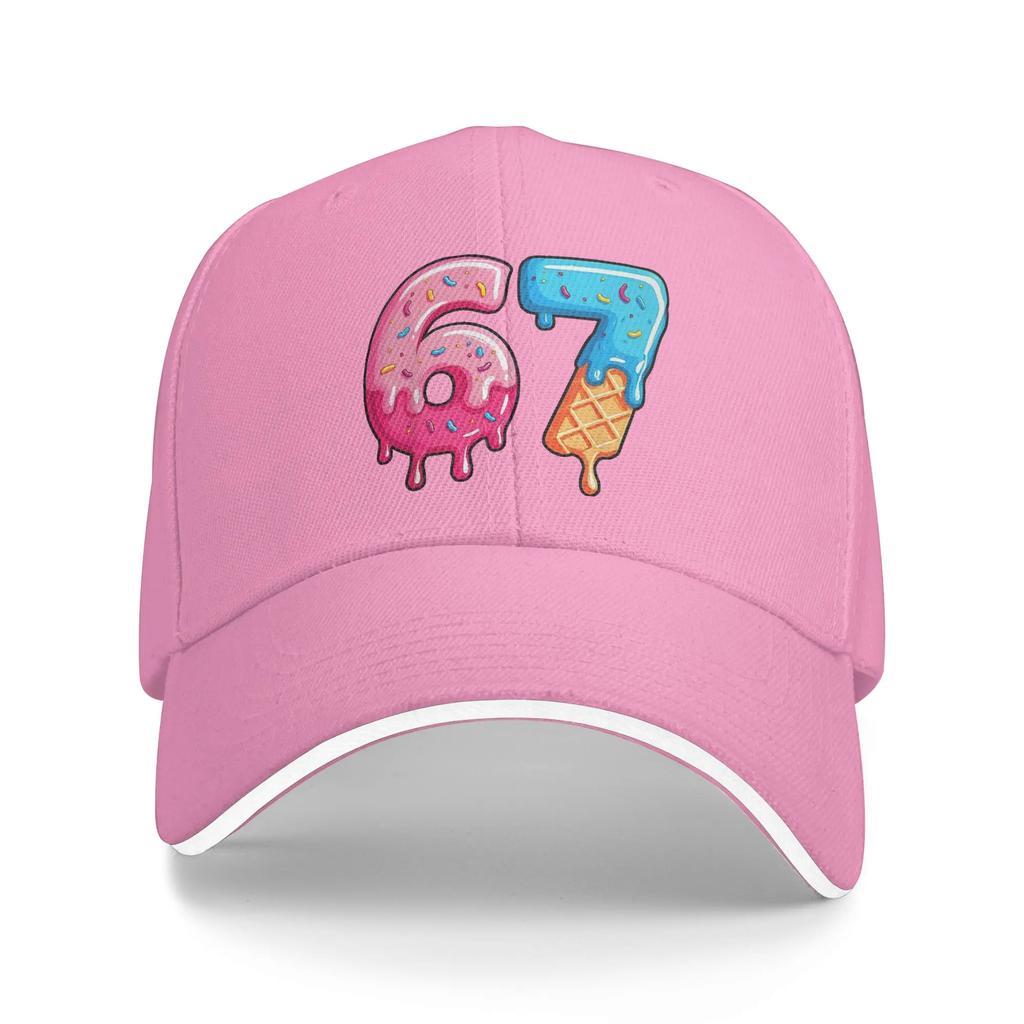 Number Ice Cream Drip Six Seven Meme th Birthday Baseball Cap Hip Hop Sandwich Hats Unisex Adjustable Hats Cap Fishing
