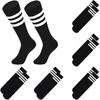 Kids Soccer Socks 6 Pairs, Knee High Stripes Athletic Socks for 3-10 Years Kids Big Toddlers Boys Girls