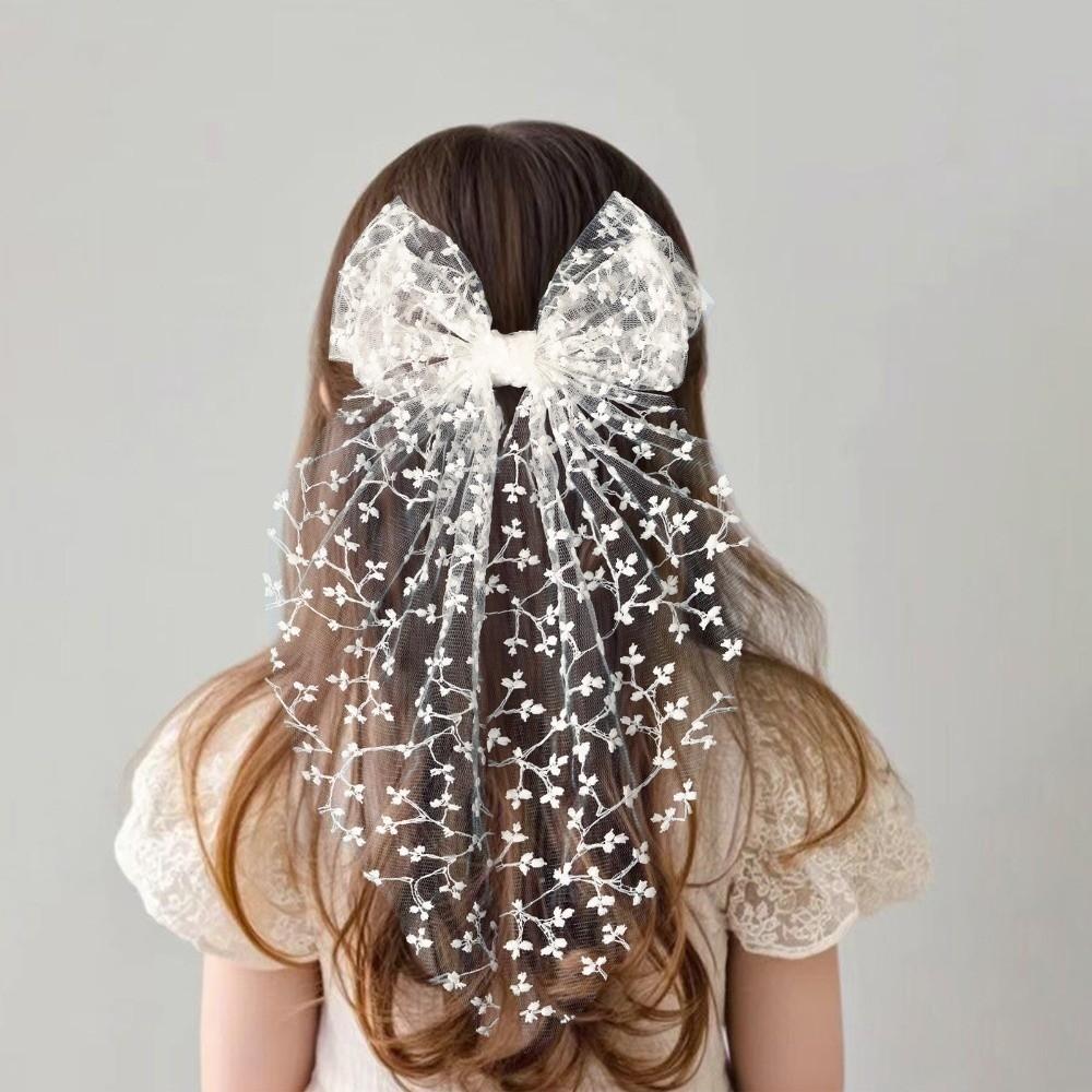 Vintage Lace Bow Hairpin Flower Embroidery Kids Hair Accessories New Princess Style Hair Clip  Gift