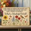 1PC Tin Sign Vintage What A Wonderful World - Home/Office Decor, Floral Bird Inspirational Quote, 8x12in/20x30cm