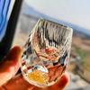 6 buc Sticlă de Cristal de Lux pentru Vodka Sake Shochu Pahare de Bar Lichior Fund Dublu Folie de Aur Cupă de Sticlă Cadouri High-end Băuturi Spirtoase
