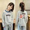 Striped Long-Sleeve Color Block T-Shirt for Girls - Casual Spring/Autumn Round Neck Base Layer Top