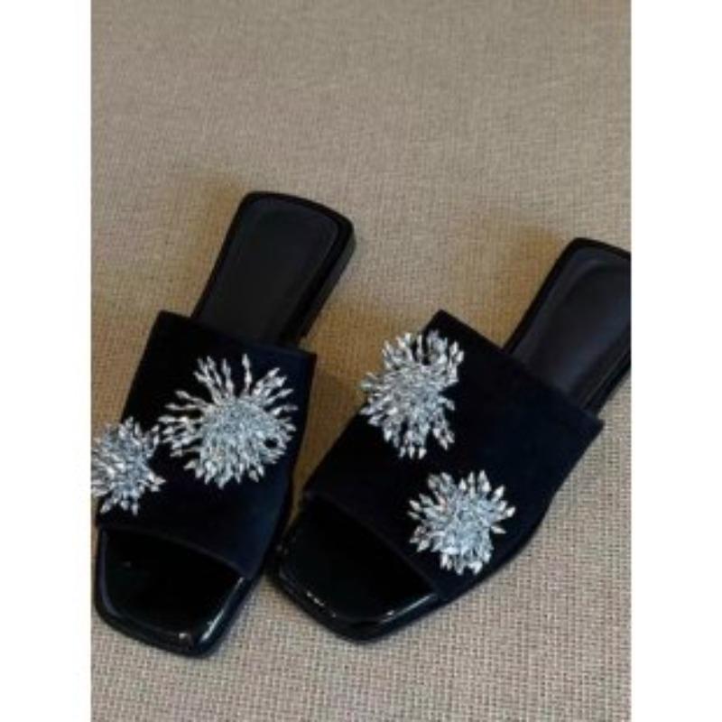 

Fashion Firework Design Cool Slippers 2025 Summer Women s Shoes with Rubber Low Heels Are Fashionable and Versatile 40 чёрный