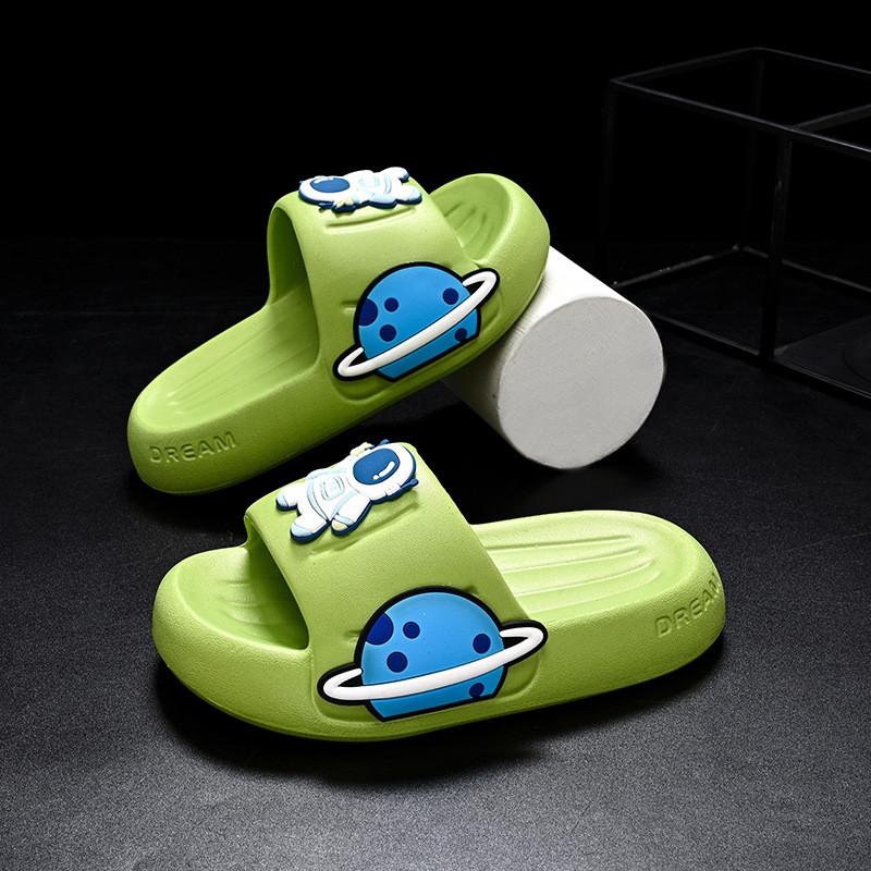 Cartoon Design Trendy Kids Slippers For Boys And Girls Featuring Soft Eva Material In Green Yellow And Pink