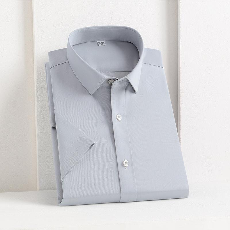 

Men s Summer 100% Cotton T-shirt Solid Turn Down Collar Top Business Professional Short Sleeve Shirt 45