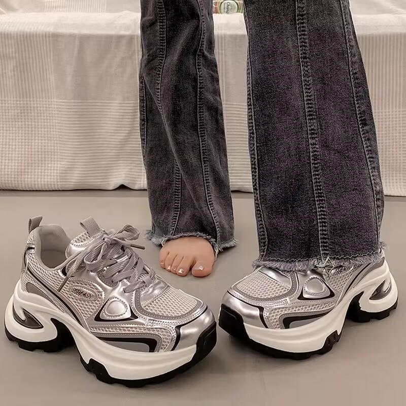 Platform Dad Shoes Summer New Thin Mesh Breathable Mesh Shoes Casual Sports Shoes