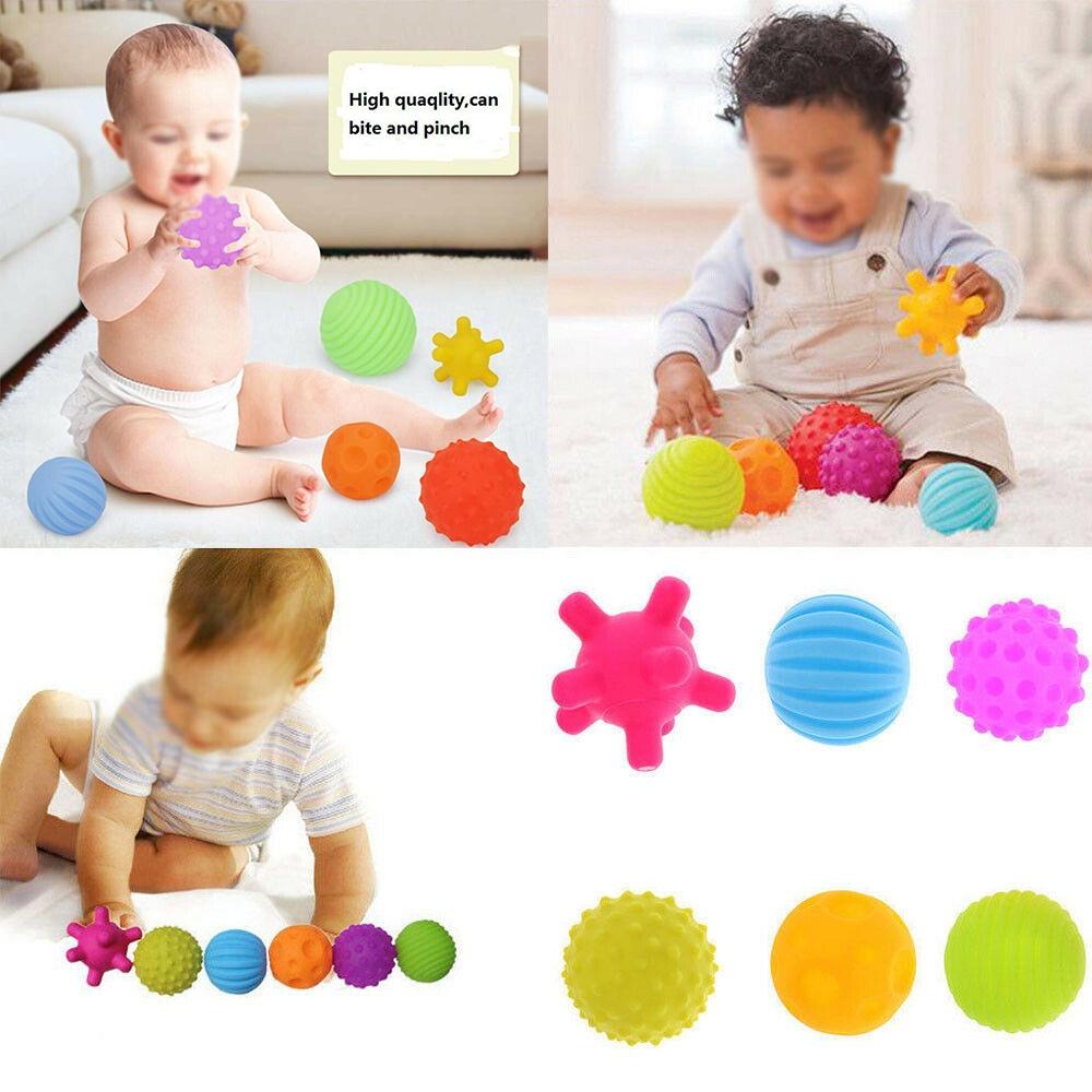 6pcs Baby Soft Massage Sensory Development Puzzle Ball Sound Toys For Infants