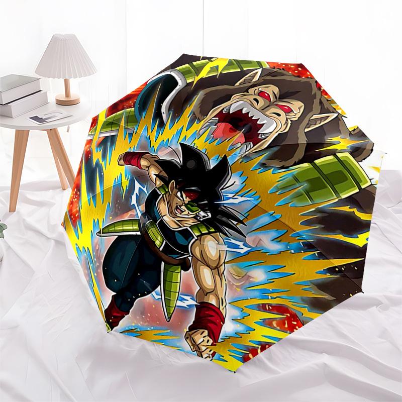 1pc Dragon Ball Z Goku & Beerus Outdoor Umbrella - Automatic Opening/Closing - Portable 3-Fold Design - 8-Rib Iron Frame - Ideal Gift for Fans, Travel
