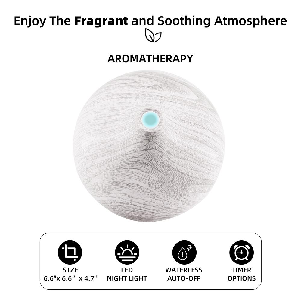 550ml Wood Grain Diffuser & Humidifier  Remote Control, Ultra Quiet, 6 Oils  Perfect for Bedroom, Office & Home Wellness