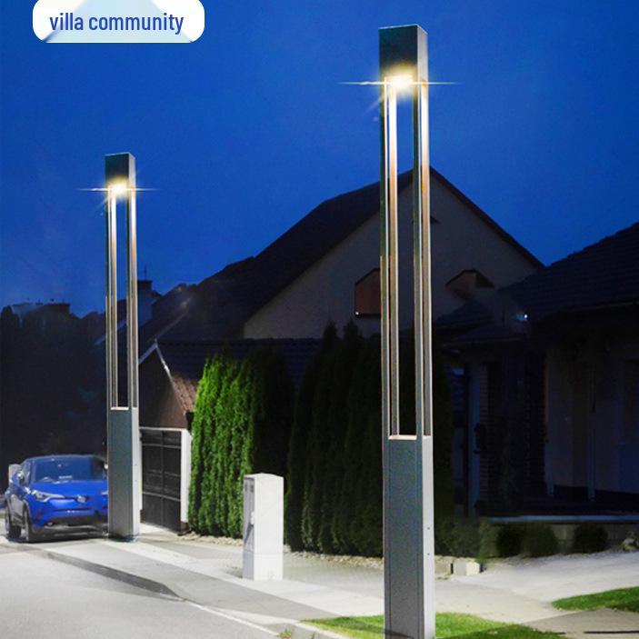 Solar Aluminum Garden Light: Modern Square Post for Outdoor Courtyard