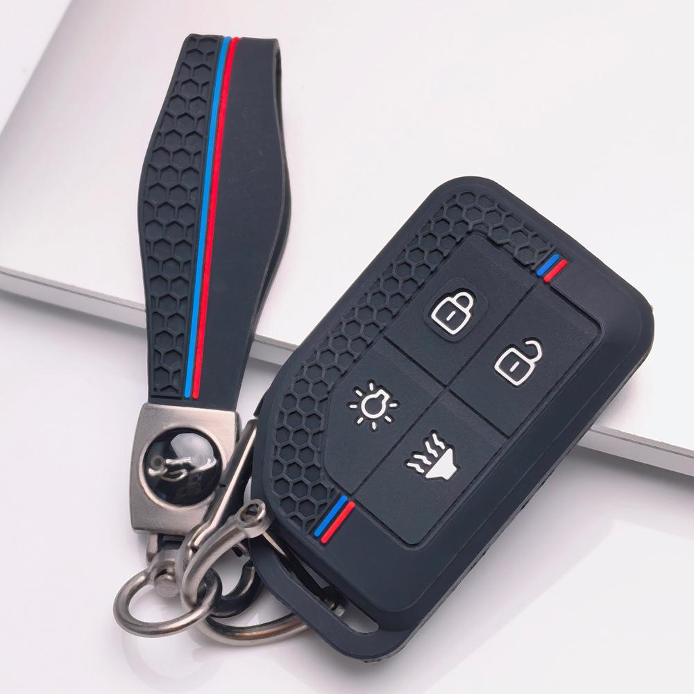 Anti Lost Silicone Keychain Lanyard for Volvo New FM FH Truck FH16 with Keychain Honeycomb Texture Racing Stripe Car Key Organizer Accessory