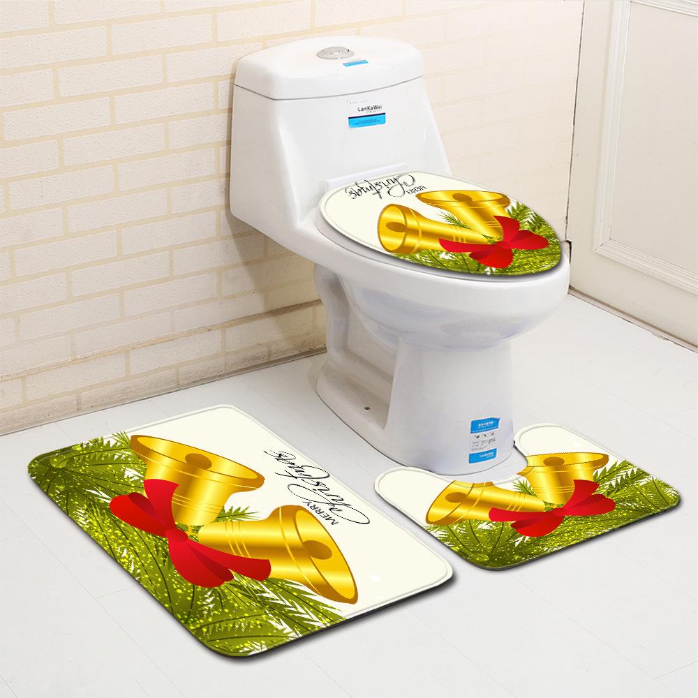 Christmas Bathroom Floor Mat Toilet Three-Piece Set