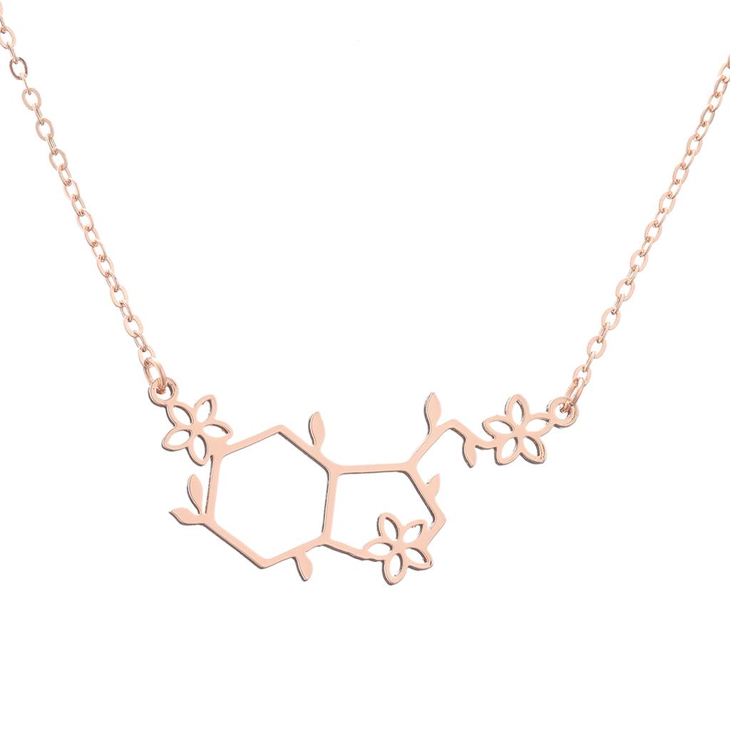 Kinitial Stainless Steel Serotonin Molecule Chemistry Polygon Pendant Necklace For Women Happy Hormone Molecule Necklace Jewelry