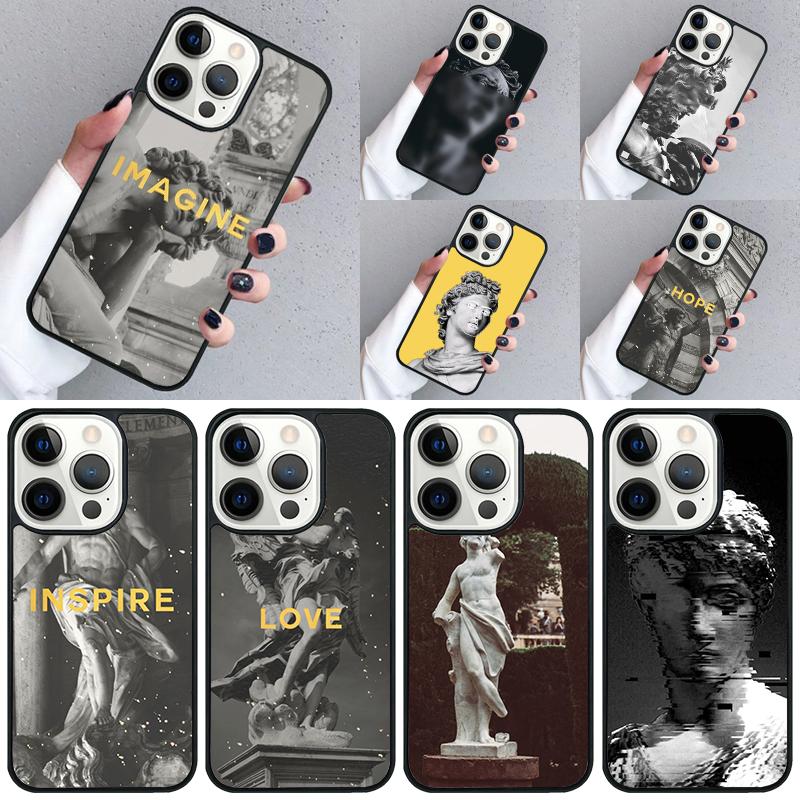 Plaster Statue Sculpture Quotes Phone Case For iPhone 17 Air 16 16e 15 13 14 Pro Max 11 12 Plus 2022 MAX Cover Coque