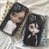 Dark Cute Girl Doll Art Phone Case For IPhone 16 15 14 13 Pro Max 11 12 Plus Leather Silicone Cover