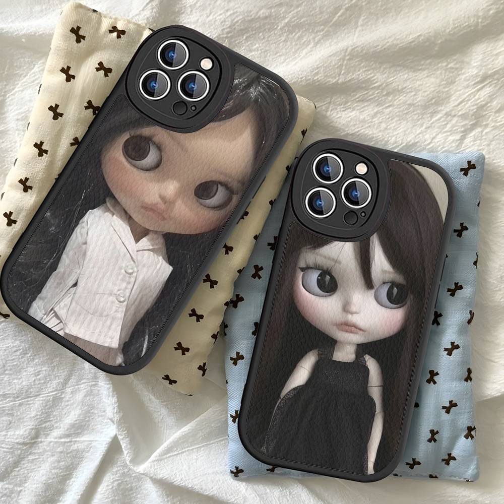 Dark Cute Girl Doll Art Phone Case For IPhone 16 15 14 13 Pro Max 11 12 Plus Leather Silicone Cover