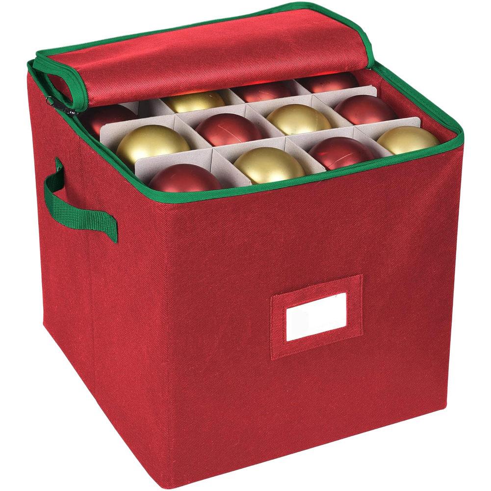 1PC Christmas Bauble Storage Box With Dividers 64-Grid Xmas Storage With Zippered For Christmas Ball Storage Home Decoration