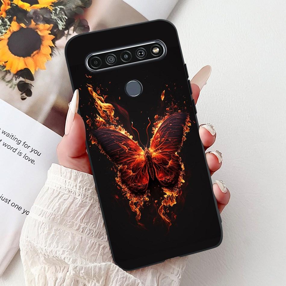 For LG K41S K51S 2020 Elegant Floral Cat Printed Phone Case For LG K41S K51S LM-K410 LM-K510 Black Silicone Soft Cases
