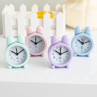 Mini Rabbit Head Cute Alarm Clock Student Desktop Bedside with Keychain Alarm Clock