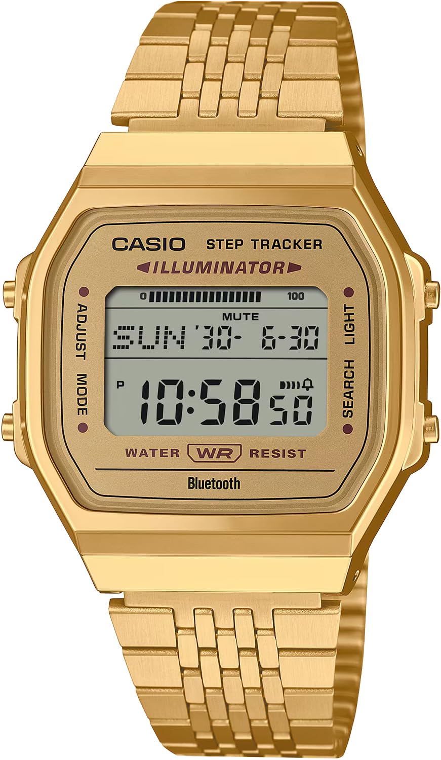 Цифровые часы CASIO с подключением к телефону и шагомером, унисекс, золотистые, зарубежная модель [Casio] с поддержкой Bluetooth ABL-100WEG-9A [Б/у]