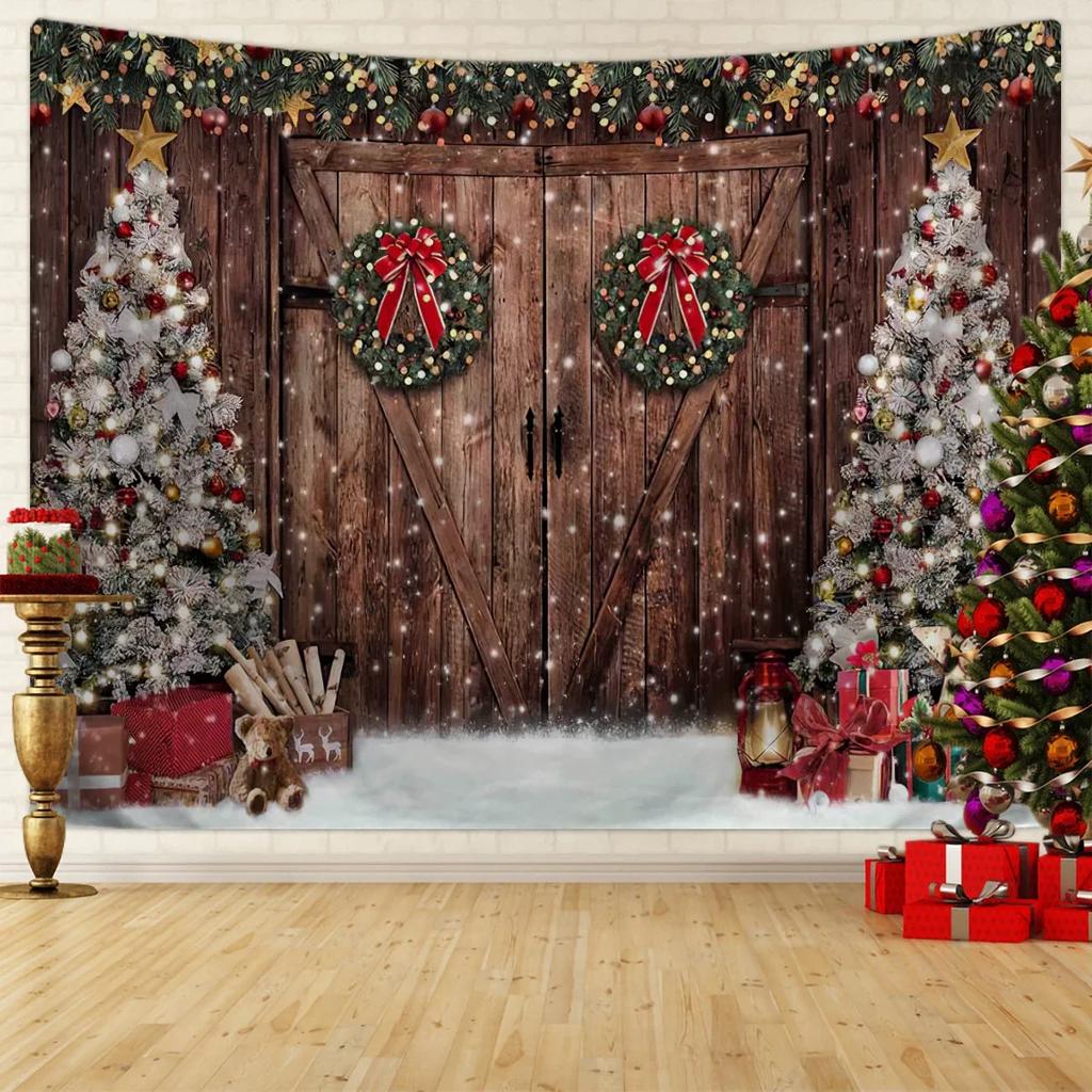 1pc Christmas Background Cloth, Christmas Ball Photography, Background Tapestry, Happy New Year, Family Party Decoration