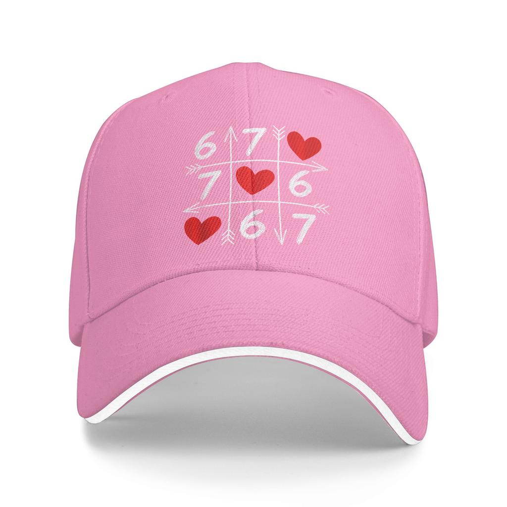 67 Six Seven Meme 6 7 Heart Valentines Day Baseball Cap Tennis Skate Hot Sale Hip Hop Hats Men Casual Design Baseball Caps