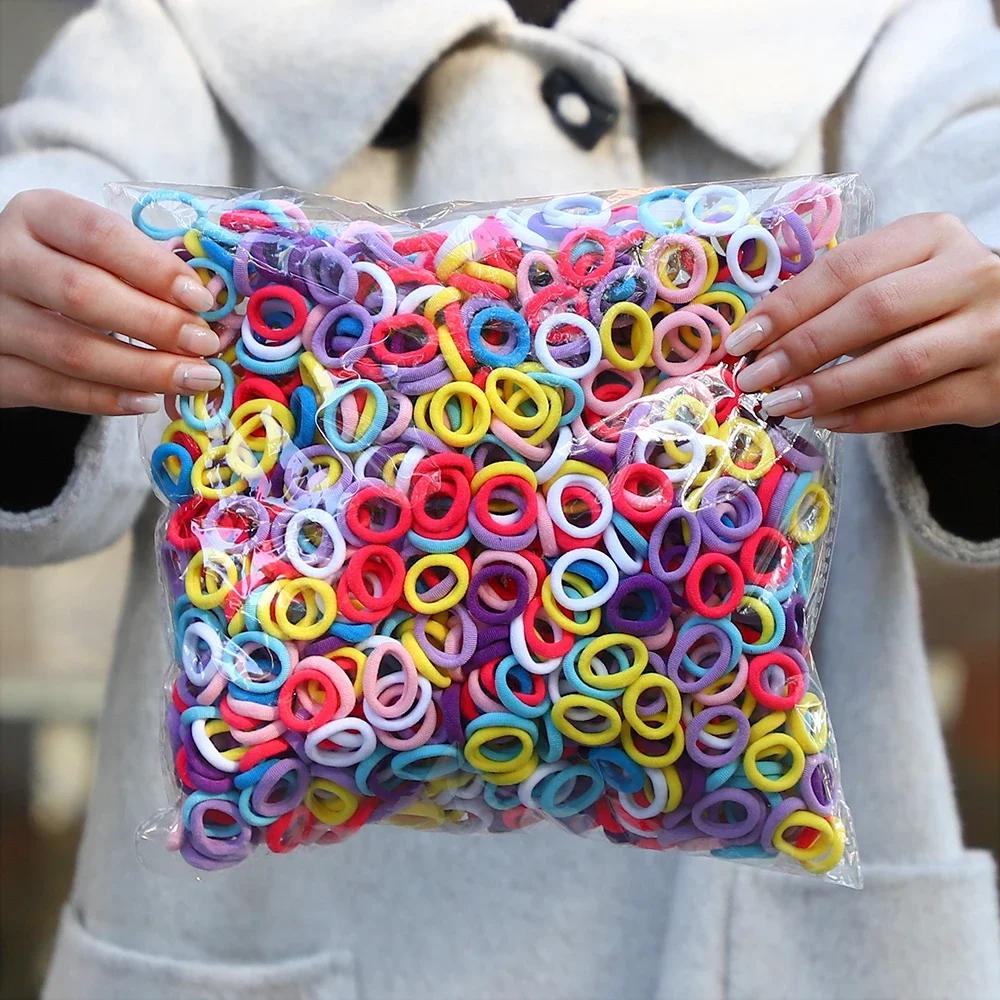 100/200 Pezzi Elastici Colorati in Nylon per Capelli da Donna e Ragazza, Elastici per Coda di Cavallo, Piccolo Elastico per Capelli, Elastici di Gomma, Scrunchie, Accessori per Capelli