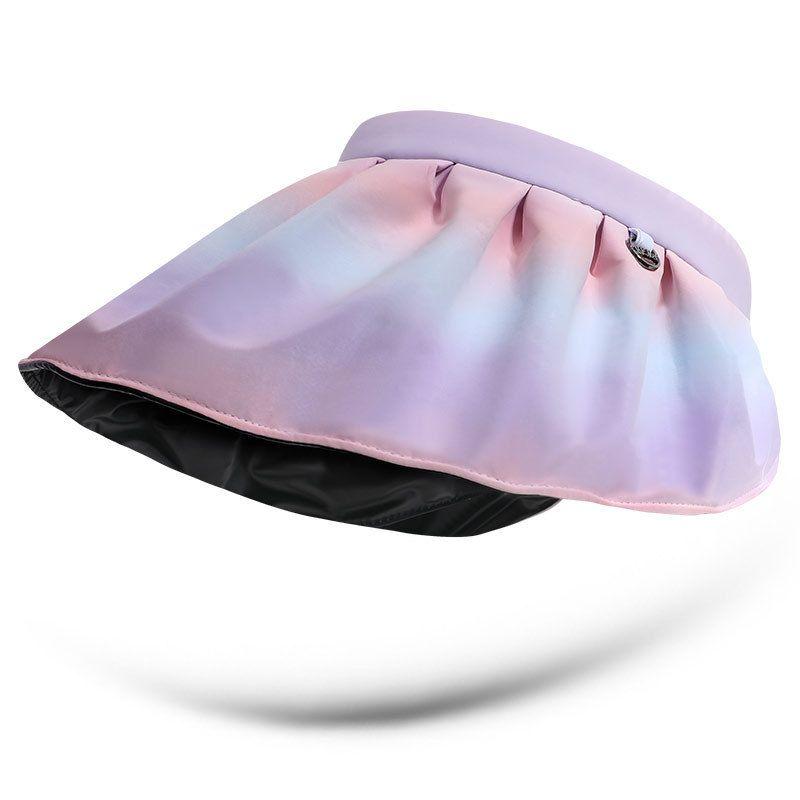 

Gradient Rainbow Sun Protection Hairband Hat Women s Summer Big Brim Vinyl Sun Hat Foldable Shell Topless Hat Outdoor Gradient purple One size
