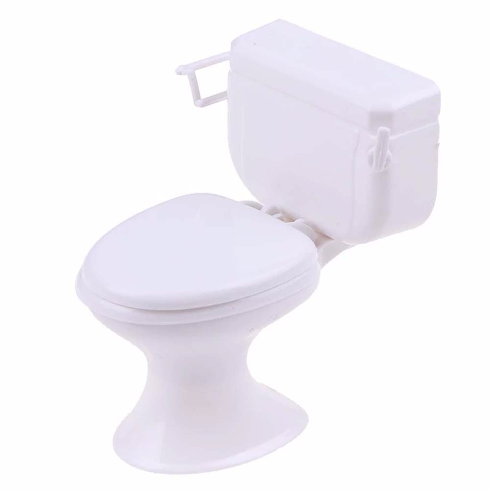 Toys House Miniature Furniture Toy Dollhouse Furniture Vintage Bathroom Modeling White Toilet