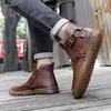 Fashion New Trend Men Ankle Boots Casual Social Chelsea Boots Outdoor Man High Top Walking Shoes All-match Leather Basic Boots for Men