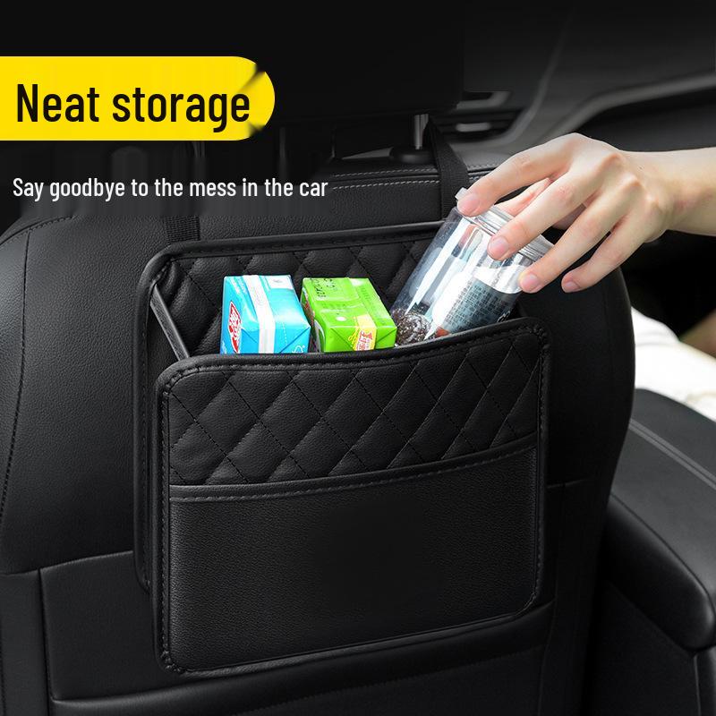 

Multifunctional Car Seat Back Organizer with Trash Bag and Interior Decoration чёрный