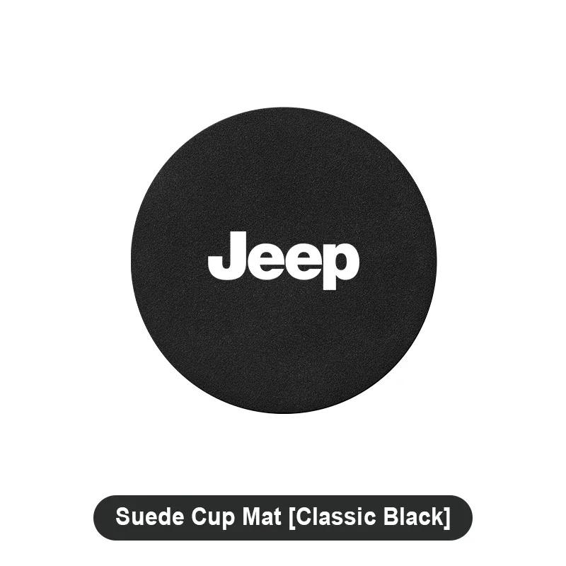 Heat Insulation Genuine Leather Car Cup Holder Coaster with Jeep Logo for Renegade Wrangler Grand Cherokee Auto Accessory ALP1