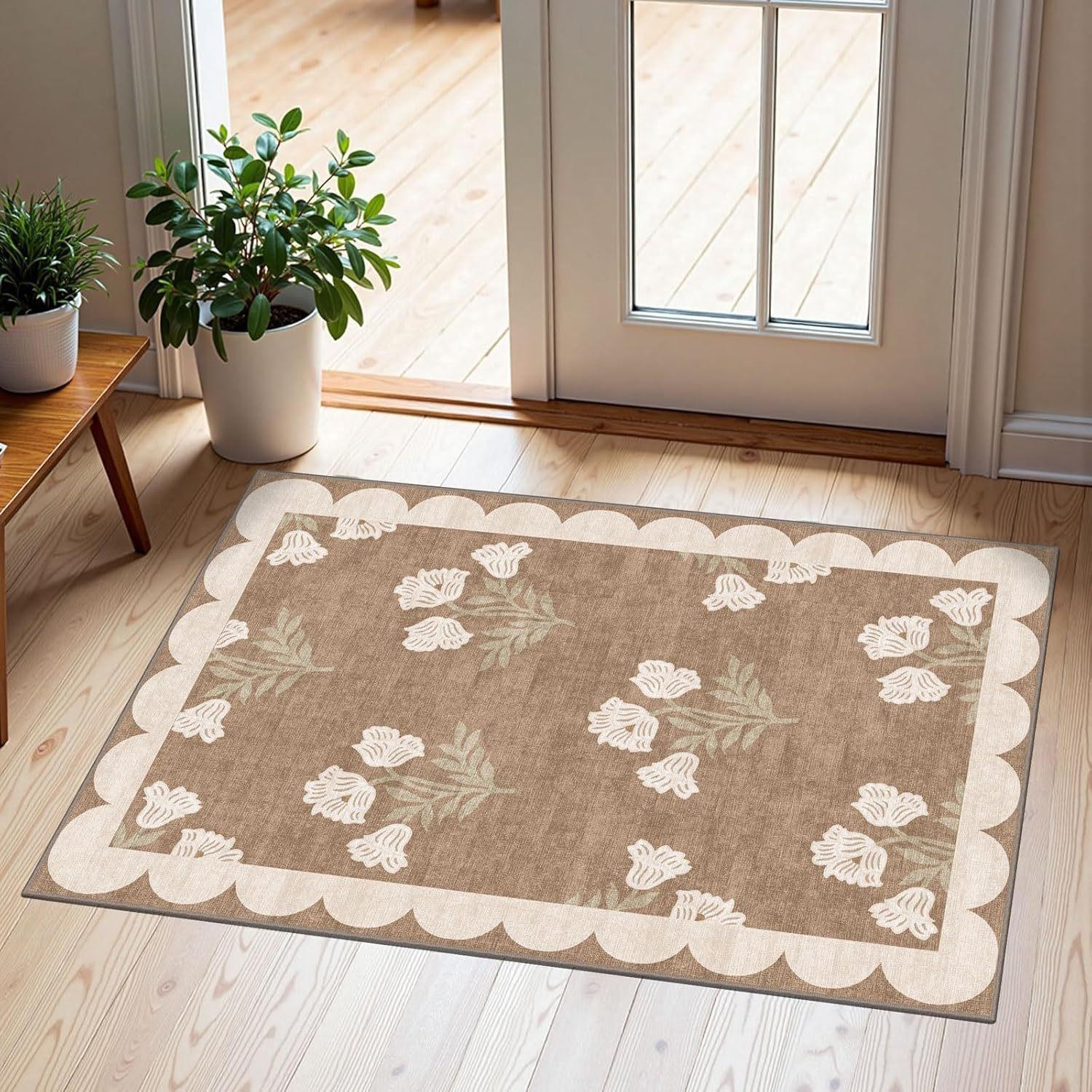 

Red Green Tartan Plaid Carpet Warm Retro Floor Mat for Living Room Bedroom Farmhouse Rustic Decor Easy Clean Durable Indoor Rug 40x60cm
