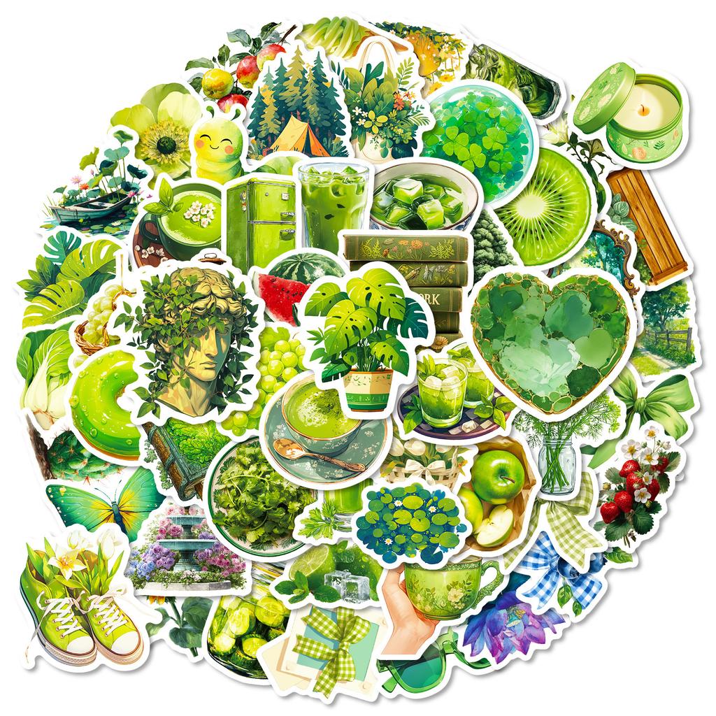 56 Green Healthy Life Graffiti Stickers Fresh Literary Style Creative Handbook Luggage Stickers